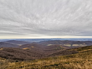 Landscape from the top of Połonina Caryńska, Bieszczady Mountains, Poland