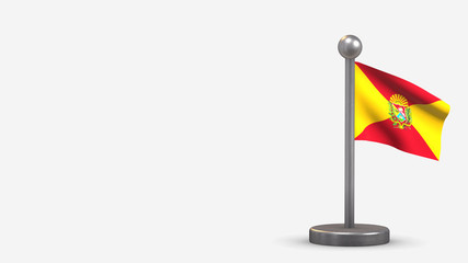 Aragua 3D waving flag illustration on tiny flagpole.