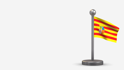 Aragon 3D waving flag illustration on tiny flagpole.