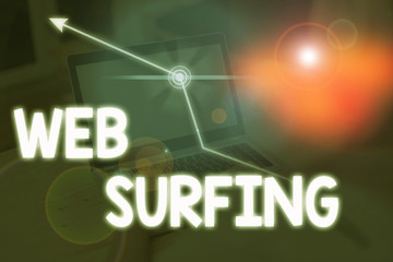 Writing note showing Web Surfing. Business concept for Jumping or browsing from page to page on the internet webpage