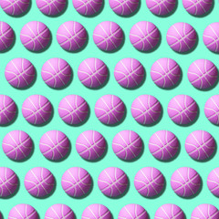 Seamless pattern of basketball ball on colorful background. 