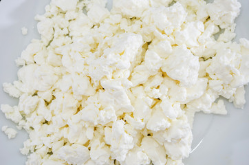 white cottage cheese, close-up.