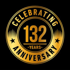 132 years anniversary celebration logo template. One hundred thirty two years vector and illustration.