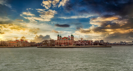 Naklejka premium Ellis Island in New York harbor