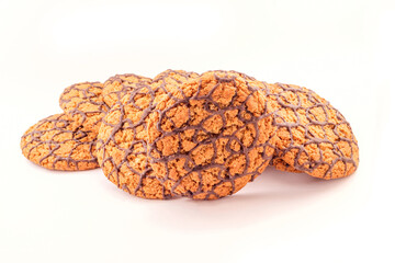 oatmeal cookies with chocolate on a white background