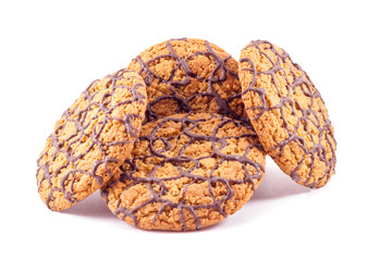 oatmeal cookies with chocolate on a white background