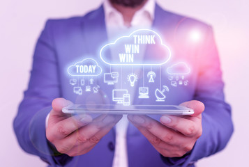 Handwriting text Think Win Win. Conceptual photo Business Strategy Competition Challenge Way to be success