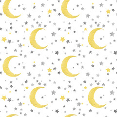 cheese moon and stars, seamless pattern for paper design, illustration