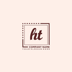 HT Initial handwriting logo concept, with line box template vector