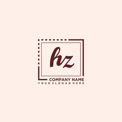 HZ Initial handwriting logo concept, with line box template vector