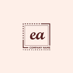 EA Initial handwriting logo concept, with line box template vector