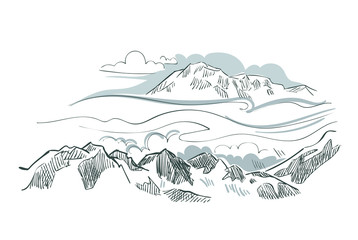 Denali national park vector sketch illustration usa nature