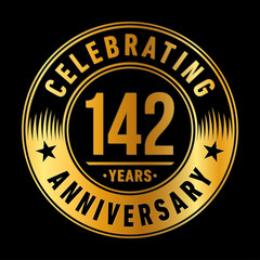 142 years anniversary celebration logo template. One hundred forty two years vector and illustration.