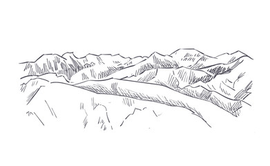 Denali national park vector sketch illustration usa nature