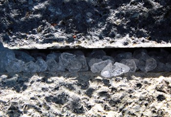 enclosed diamonds in stone, almost as in reality