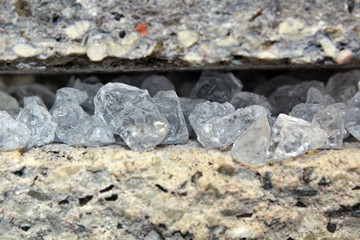 enclosed diamonds in stone, almost as in reality