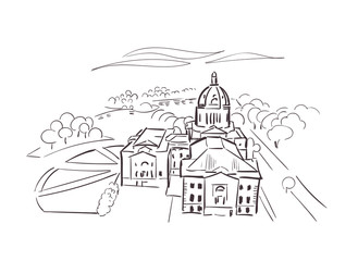 Pierre South Dakota usa America vector sketch city illustration line art
