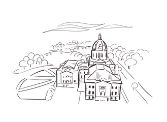 Fototapeta premium Pierre South Dakota usa America vector sketch city illustration line art