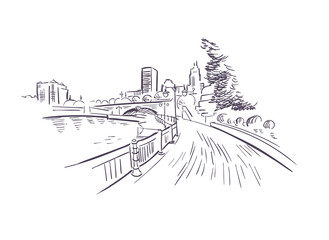 Fototapeta na wymiar Providence Rhode Island usa America vector sketch city illustration line art
