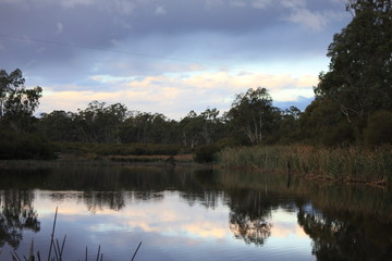Beautiful reflection lake north of grampions national park, evening mood with reflection in water...