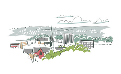 Naklejka premium Salem Oregon usa America vector sketch city illustration line art