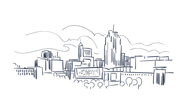 Raleigh North Karolina usa America vector sketch city illustration line art