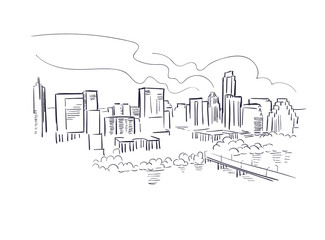 Austin Texas usa America vector sketch city illustration line art