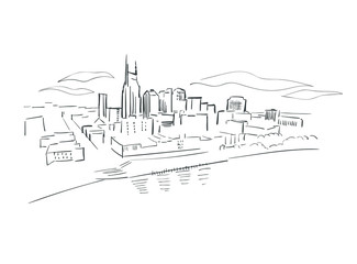 Nashville Tennessee usa America vector sketch city illustration line art