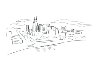 Naklejka premium Nashville Tennessee usa America vector sketch city illustration line art
