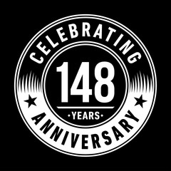 148 years anniversary celebration logo template. One hundred forty eight years vector and illustration.