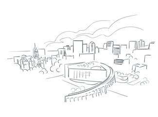Salt Lake City Utah usa America vector sketch city illustration line art