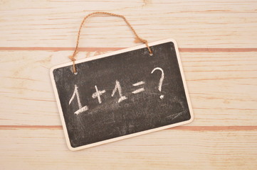 frasi e numeri scritte sulla lavagna