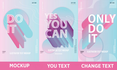 set of  trendy colorful poster Illustrator  Mockup full editable text