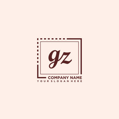 GZ Initial handwriting logo concept, with line box template vector