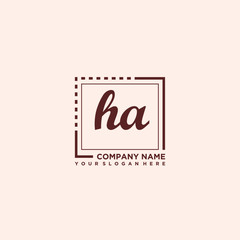 HA Initial handwriting logo concept, with line box template vector