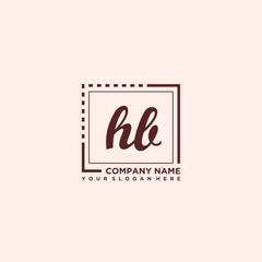 HB Initial handwriting logo concept, with line box template vector