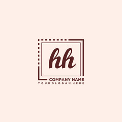 HH Initial handwriting logo concept, with line box template vector