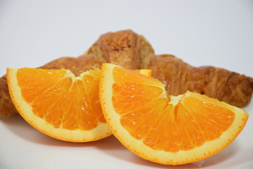 slice of orange on white background