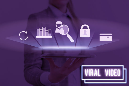 Word writing text Viral Video. Business photo showcasing the video that becomes popular through internet sharing