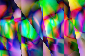 Holographic background in the style of the 80-90s. Real texture of cellophane film in bright acid...