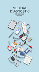 Medical flat vector background,health care,first aid. Medicine and surgery.Vaccination,medical research program.Online health check,medical diagnosis,treatment.