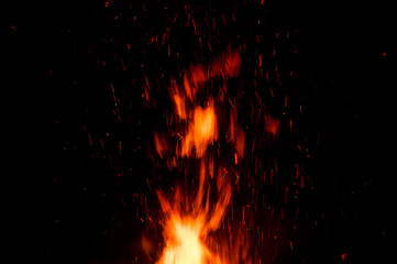 Fototapeta na wymiar fire, ember, sparks and flames 