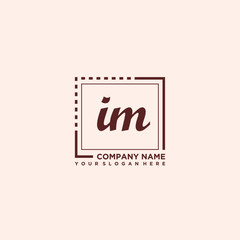 IM Initial handwriting logo concept, with line box template vector