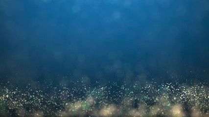 golden and silver xmas lights on blue background for merry christmas or season greetings message,bright decoration.Elegant holiday season social post digital card.Copy type space for text or logo