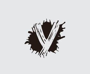 Initial Y flat splatter logo icon. Abstract ink splash design.