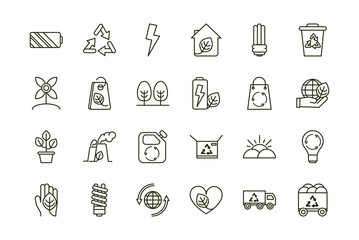 environment ecology icons collection line