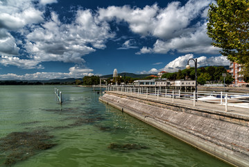 Summer landscape view from Lago Trasimeno Italy Panorama