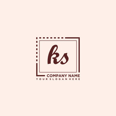 KS Initial handwriting logo concept, with line box template vector
