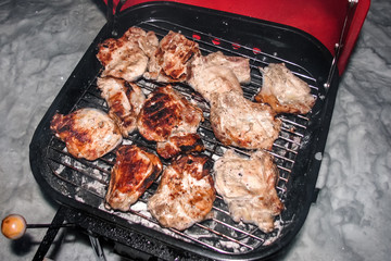 christmas barbecue forest winter meat