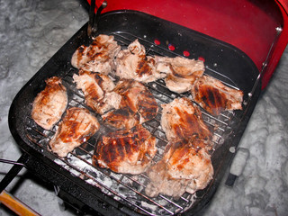 christmas barbecue forest winter meat